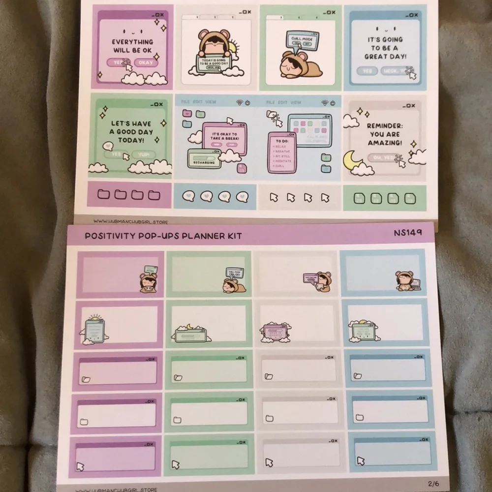 Hubman and Chubgirl Positivity Popup Planner Kit and Gratitude Prompt Stickers